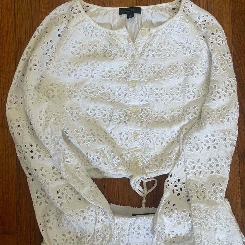 J. Crew White Eyelet Set - Top and Skirt